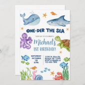 One-der the Zee boy 1e verjaardagsuitnodiging. Kaart (Voorkant / Achterkant)