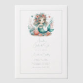 "One-der the Zee" Vellum Zeemeermin Eerste Verjaar Vellum Uitnodigingen (Voorkant)