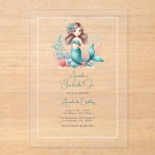 "One-der the Zee" Zeemeermin Eerste Verjaardagsfee Acryl Uitnodigingen (Voorkant)