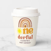One - Derful Retro First Birthday with Boho Style Papieren Bekers (Achterkant)