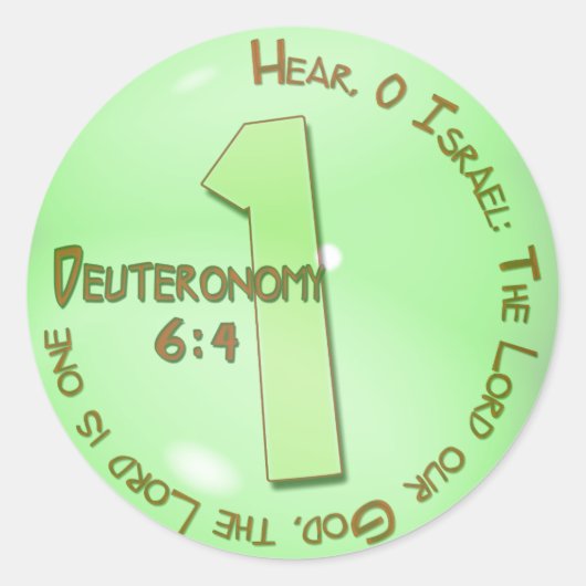 ONE Deuteronomie 6:4 SHEMA Ronde Sticker (Voorkant)