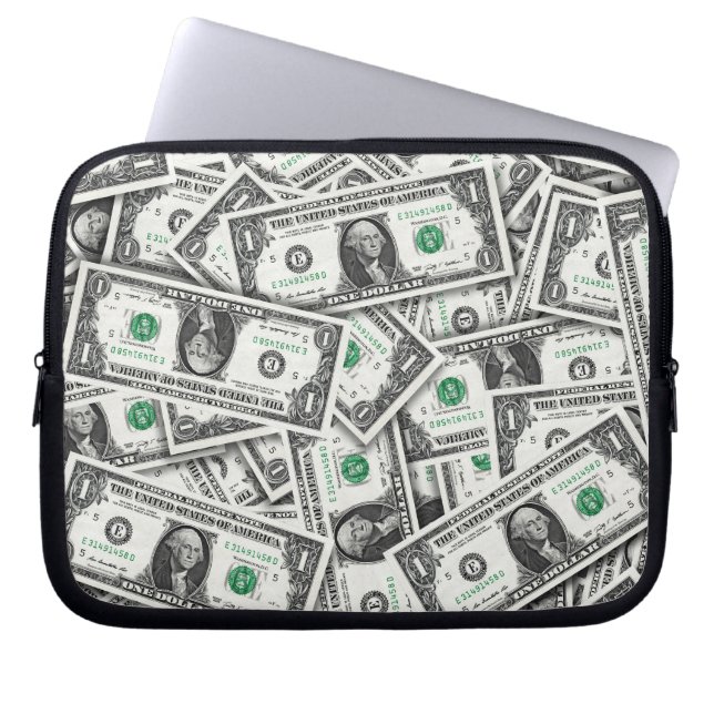 One Dollar Bill Pattern Laptop Sleeve (Voorkant)