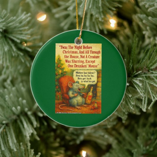 One Drunken' Mouse – Christmas Card Chaos Keramisch Ornament (Boom)
