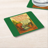 One Drunken' Mouse – Christmas Card Chaos Vierkante Kartonnen Onderzetter (Schuin)