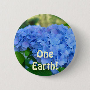 One Earth! knoppen Blauwe Hortensia Bloemen knop Ronde Button 5,7 Cm