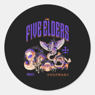 One Ece Anime De Vijf Oudsten Vormen Hemelse Drago Ronde Sticker