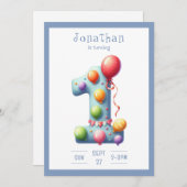 One First Year Simplistic Birthday Invitation (Devant / Derrière)