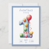 One First Year Simplistic Birthday Invitation Kaart (Voorkant)