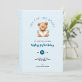 One for the Book 1st Birthday Invitation for Boys (Debout devant)