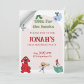 One for the books, First birthday invitation (Debout devant)