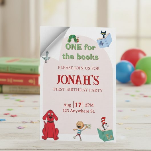 One for the books, First birthday invitation