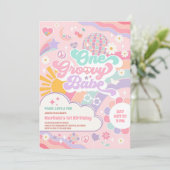 One Groovy Babe Disco Rainbow Sun 1st Birthday Kaart (Staand voorkant)