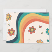 One Groovy Babe Retro Floral 1e Verjaardag Foto Kaart (Achterkant)