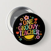 One groovy teacher ronde button 7,6 cm (Voorkant /achterkant)