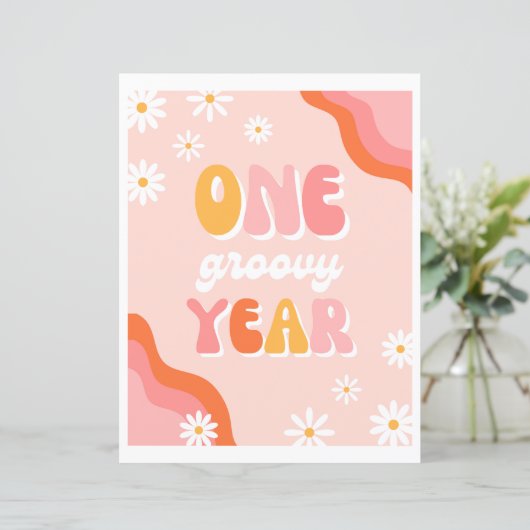 One Groovy Year Sign | Groovy-teken | Groovy Party (Staand voorkant)