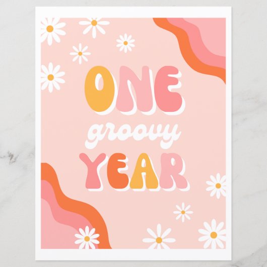 One Groovy Year Sign | Groovy-teken | Groovy Party (Voorkant)
