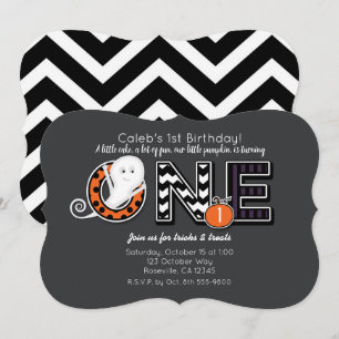 ONE Halloween-herfst 1e verjaardagsfeestje uitnodi Kaart