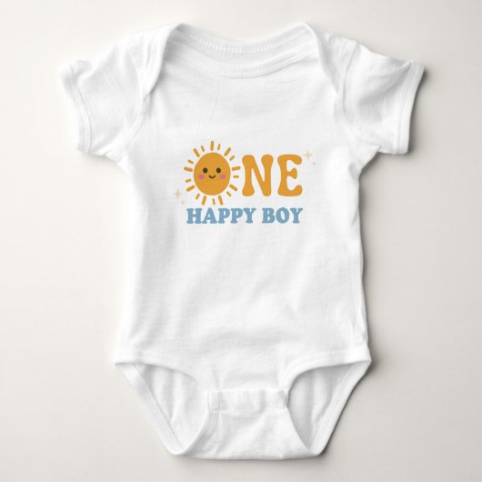 ONE Happy Boy Eerste Verjaardag Onsie, 1e Verjaard Romper (Voorkant)