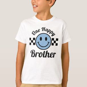 One Happy Brother Blue Smile 1e Verjaardag Matchin T-shirt