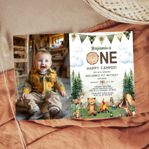 One Happy Camper 1e verjaardagsfoto Kaart