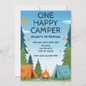 One Happy Camper, 1st birthday invitation (Devant)