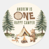 One Happy Camper 1st Birthday Stickers (Devant)
