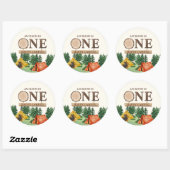 ONE Happy Camper 1st verjaardag Ronde Sticker (Vel)