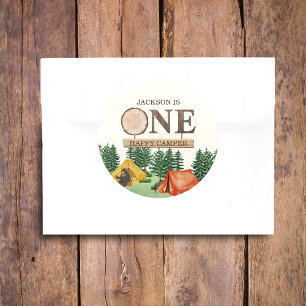 ONE Happy Camper 1st verjaardag Ronde Sticker