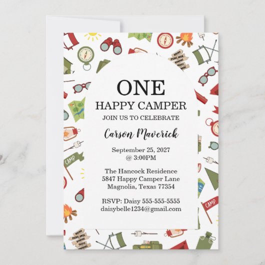 One Happy Camper Adventure Birthday Kaart (Voorkant)