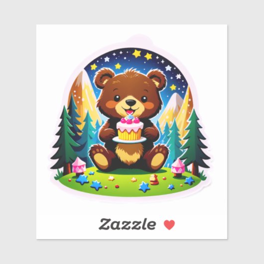 One Happy Camper – Bear Cub's 1st Birthday Adventu Sticker (Vel)