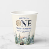 ONE Happy Camper Beer Blauw 1e Verjaardagsfeestje Papieren Bekers (Voorkant)