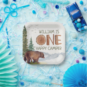One Happy Camper Beer Verjaardag Papieren Bordje