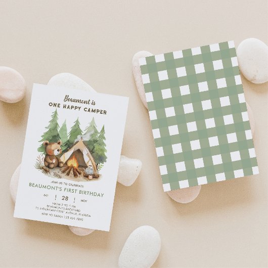 One Happy Camper Beer Verjaardagsuitnodiging 1 Kaart