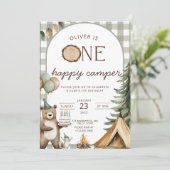 One Happy Camper Birthday Invitation Camping 1st  (Debout devant)
