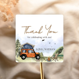 One Happy Camper Camping Boy Birthday Vierkante Sticker