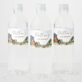 One Happy Camper Camping Boy Birthday Waterfles Etiket