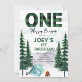 One Happy Camper First Birthday Invitation (Devant)