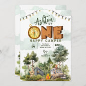 One Happy Camper First Birthday Invitation Kaart (Voorkant / Achterkant)