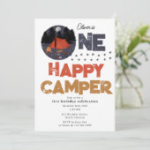 One Happy Camper Invite 1st Summer Birthday Kaart (Staand voorkant)