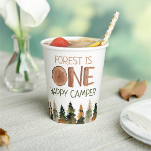 One Happy Camper Rustic Woodland 1e verjaardag Papieren Bekers
