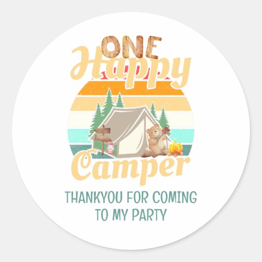 One Happy Camper Thankyou Ronde Sticker (Voorkant)