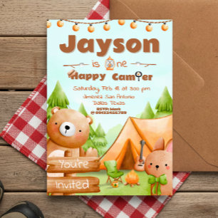 One Happy Camper - Uitnodiging 1e verjaardag