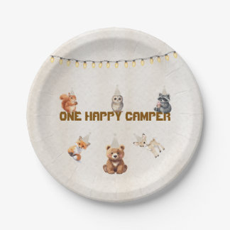 One Happy Camper Woodland Verjaardag Papieren Bord