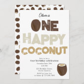 One Happy Coconut Invite 1st Summer Birthday Kaart (Voorkant / Achterkant)