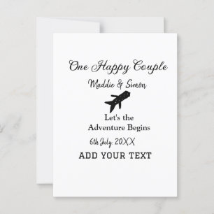 One happy Couple Let's Adventure begint bruiloft c Briefkaart
