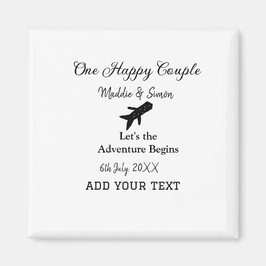 One happy Couple Let's Adventure begint bruiloft c Magneet (Voorkant)