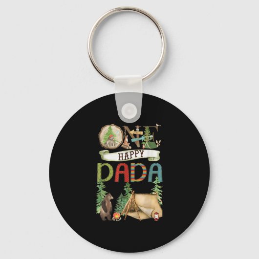 One Happy Dada Camper First Birthday Camng Bear  Sleutelhanger (Voorkant)