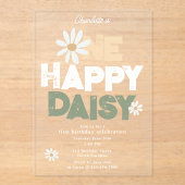 One Happy Daisy Invite 1st  First Birthday Cute Acryl Uitnodigingen (Voorkant)