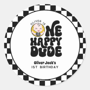 One Happy Dude 1e Verjaardag Ronde Sticker