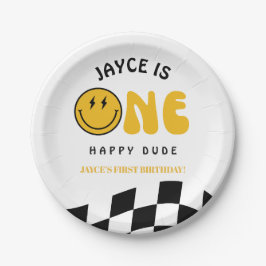 One Happy Dude 1st Birthday Checkered Paper Plates Papieren Bordje